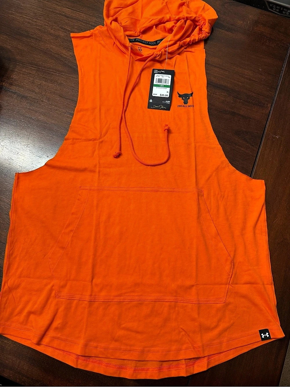 Men’s Under Armour Project Rock SL HD Payoff Orange Tank Top Large